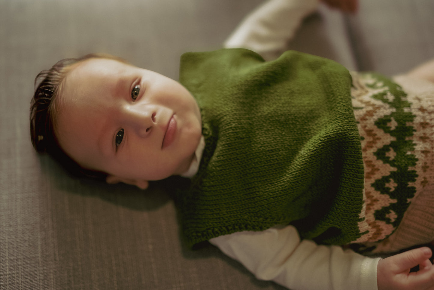 Fair Isle Merino Vest in Forest Green