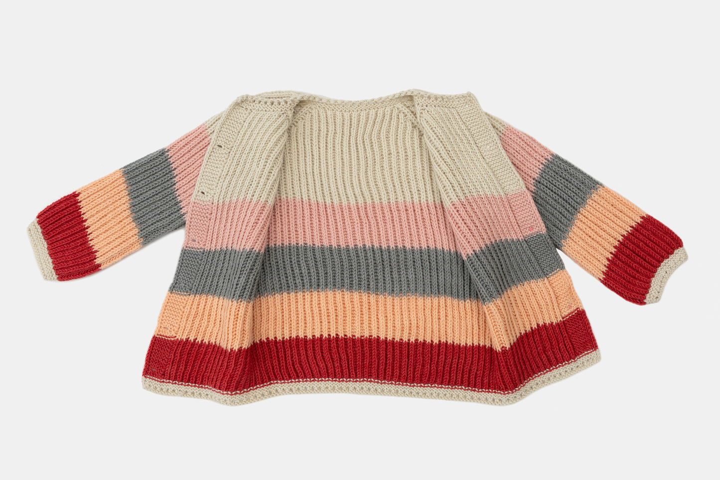 Evergrow Striped Merino Cardigan in Sunset Stripes