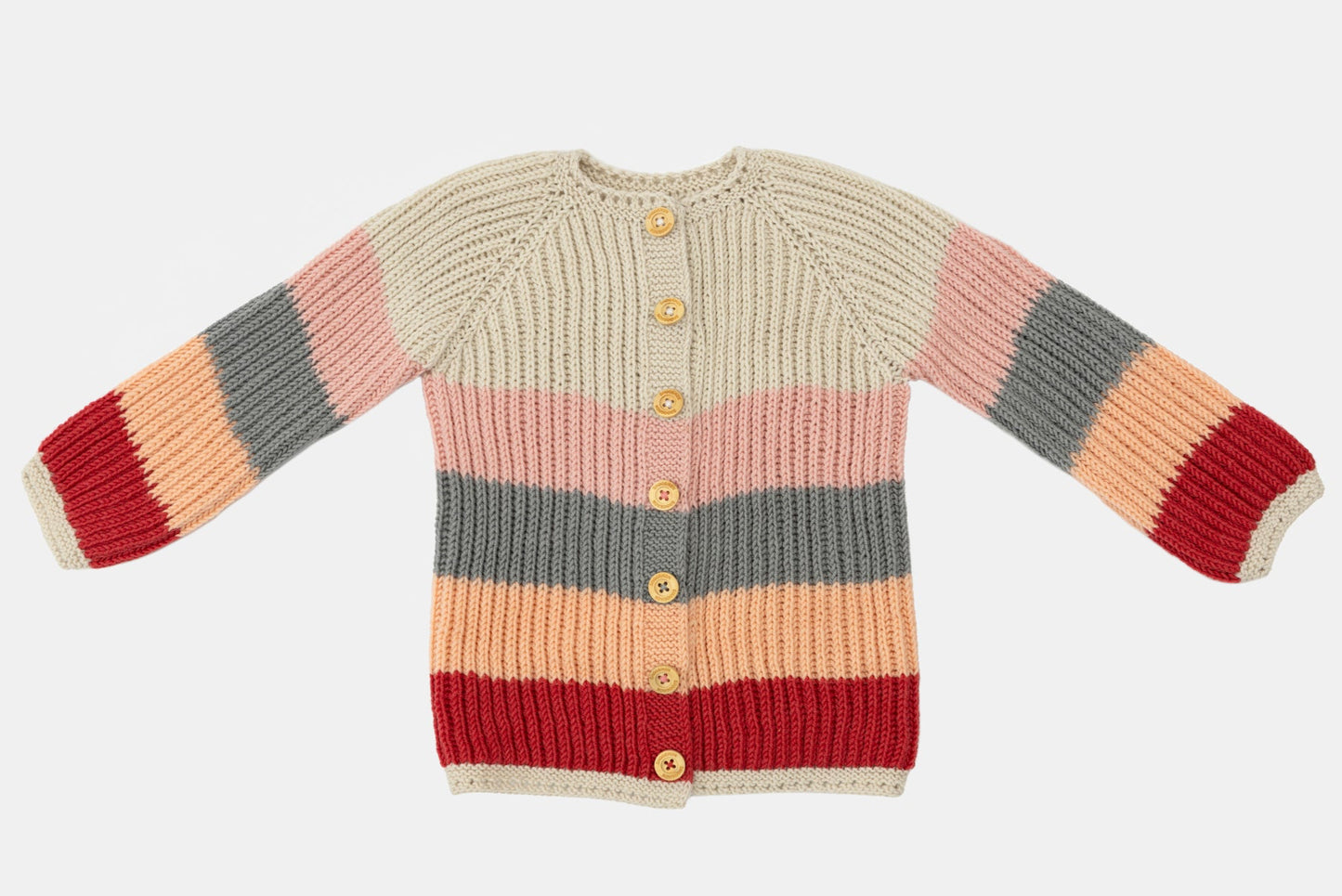 Evergrow Striped Merino Cardigan in Sunset Stripes
