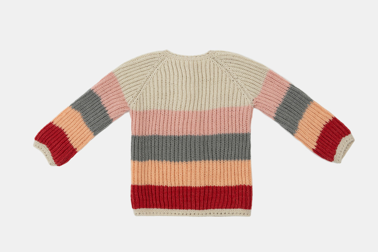 Evergrow Striped Merino Cardigan in Sunset Stripes
