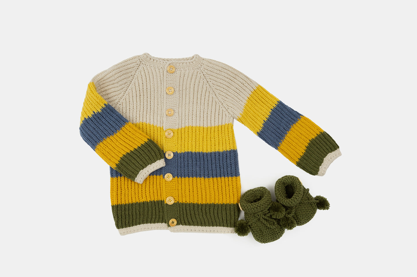 Evergrow Striped Merino Cardigan in Golden Meadow