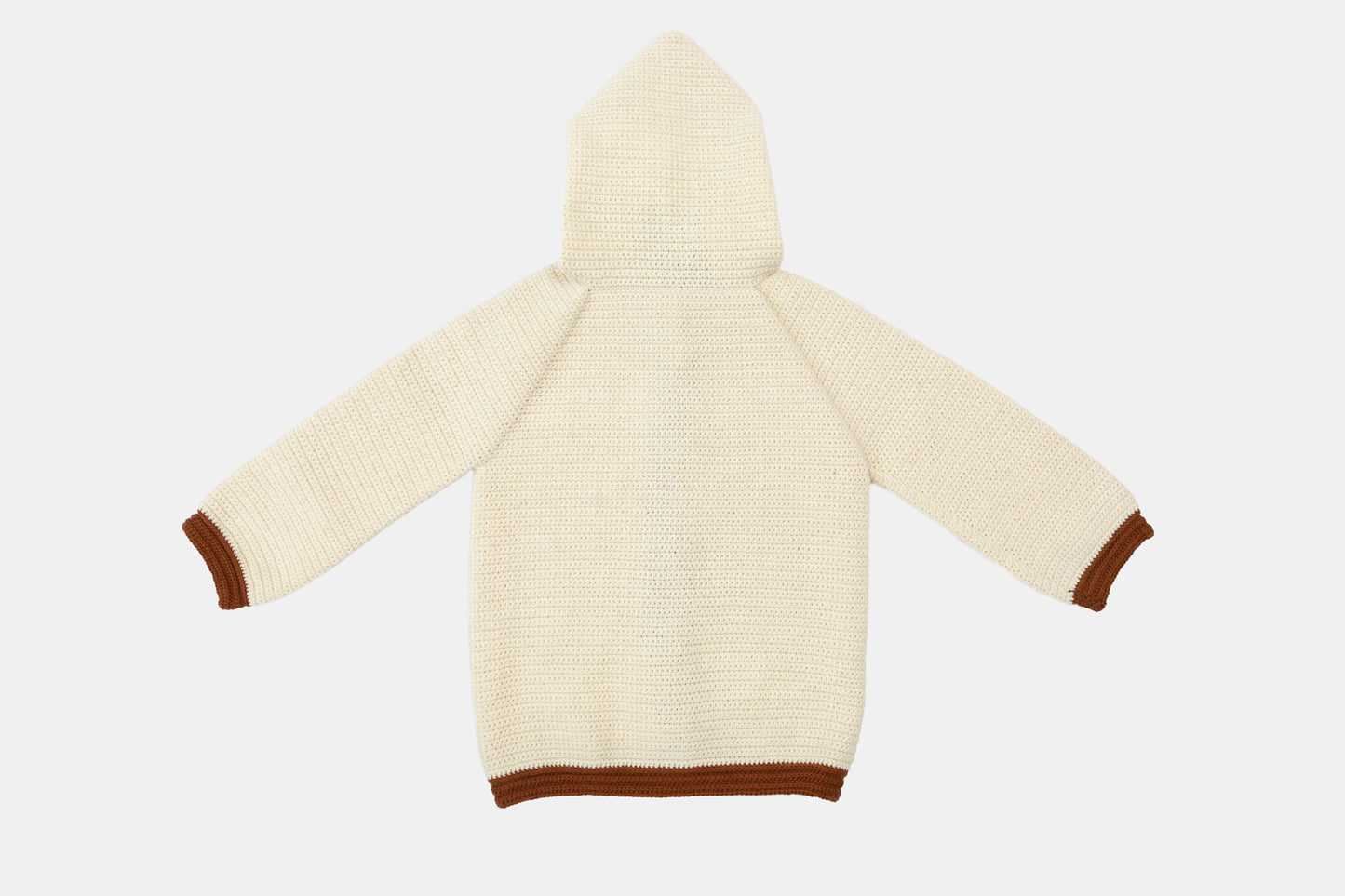 Nomad Hooded Crochet Merino Cardigan / Jacket in Sand Dune