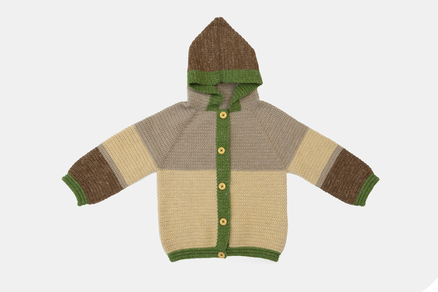 Forest Patch Wool & Lenin Cardigan / Jacket in Hazelwood Green