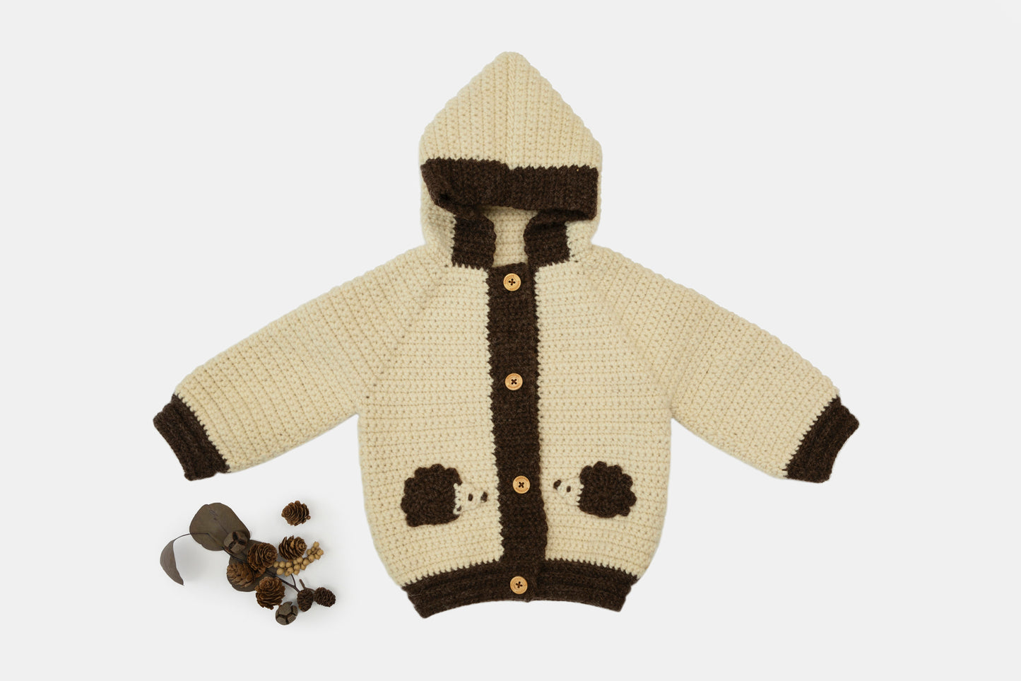 Woodland Wanderer Pure Wool Cardigan / Jacket in Vanilla