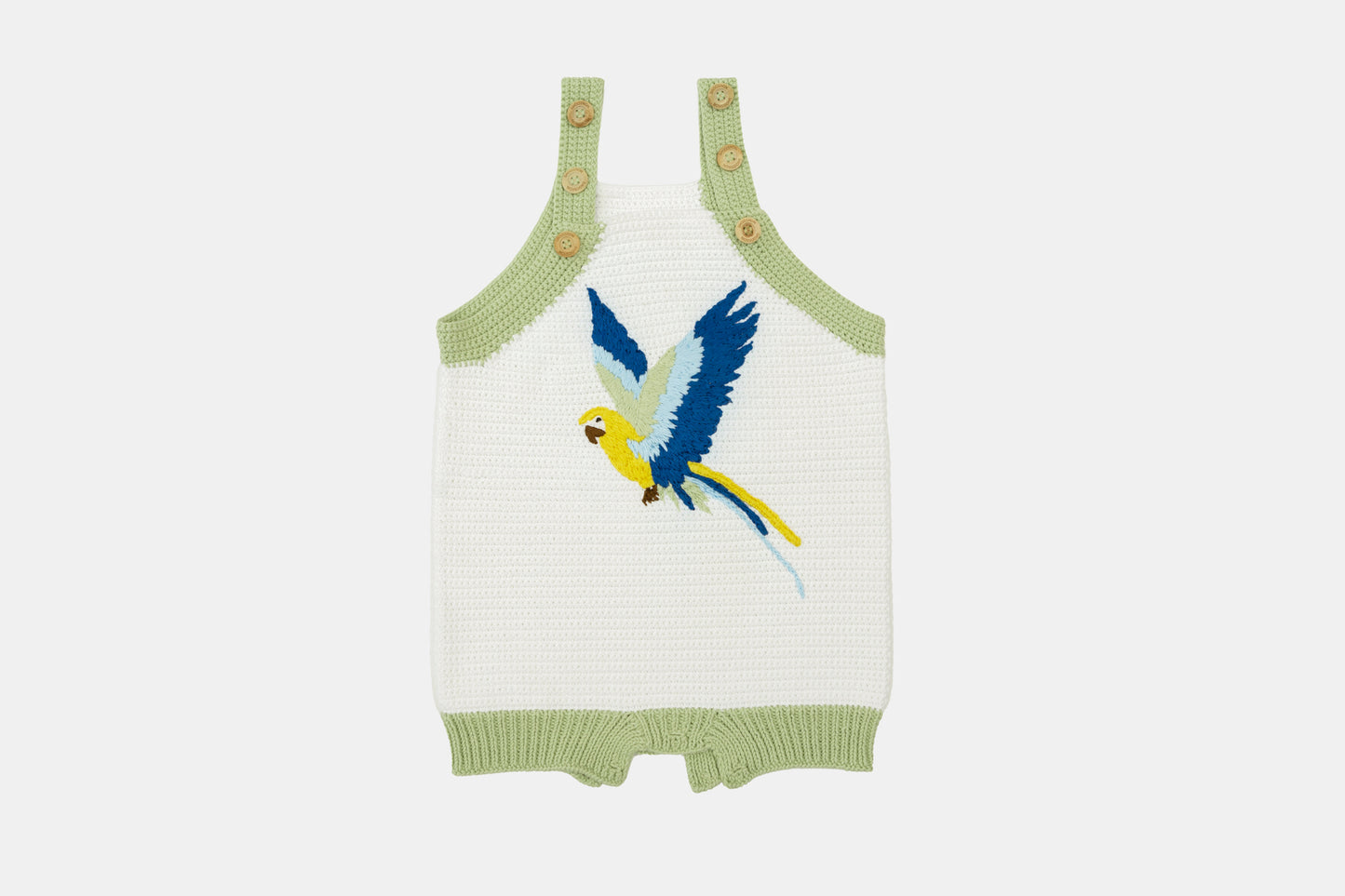 Macaw Organic Cotton Romper (Adjustable Fit) in Snow White
