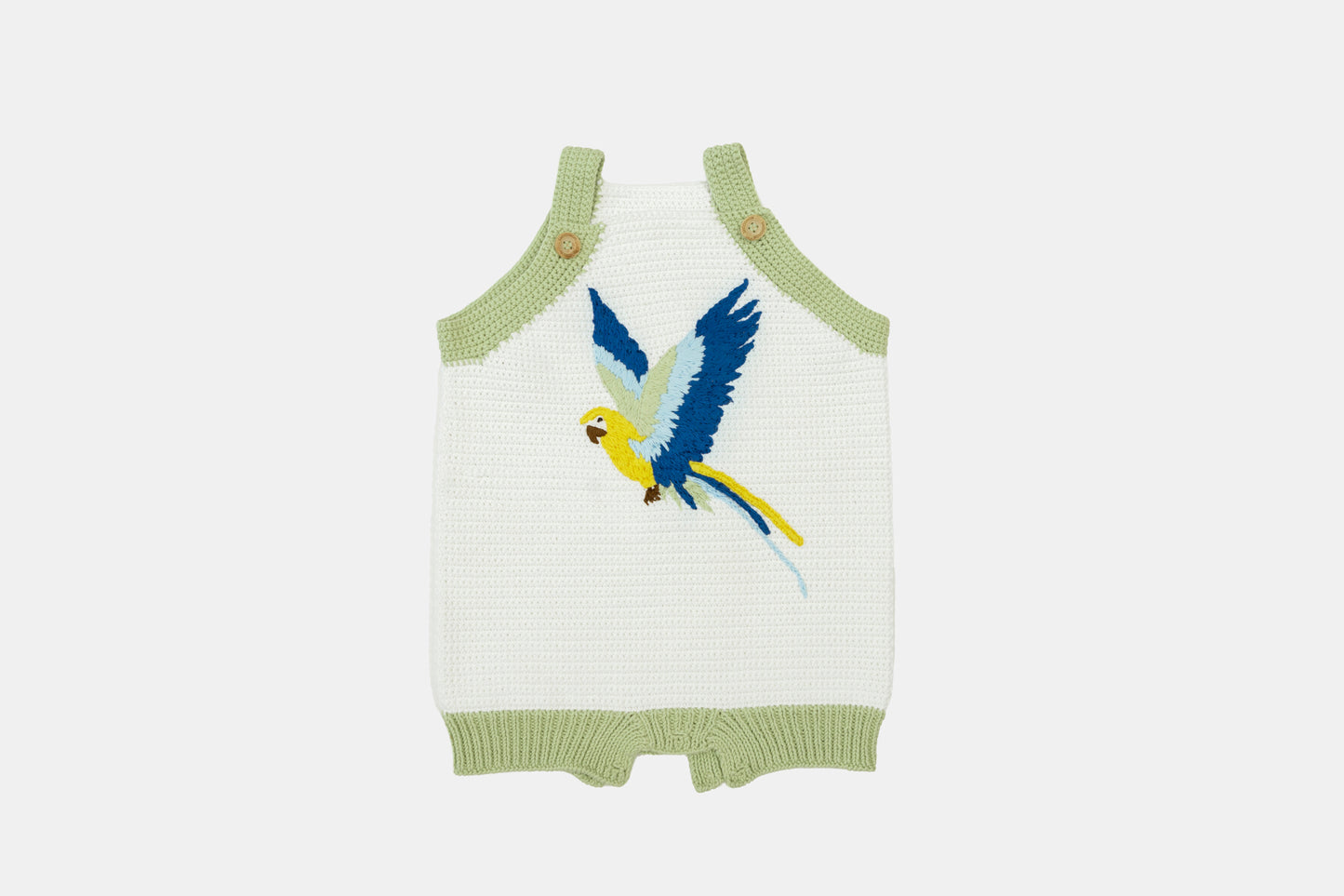 Macaw Organic Cotton Romper (Adjustable Fit) in Snow White