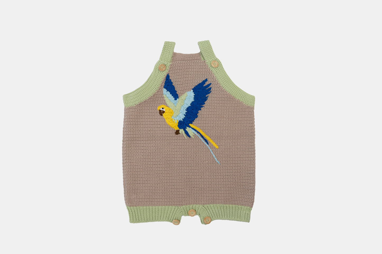 Macaw Organic Cotton Romper (Adjustable Fit) in Taupe