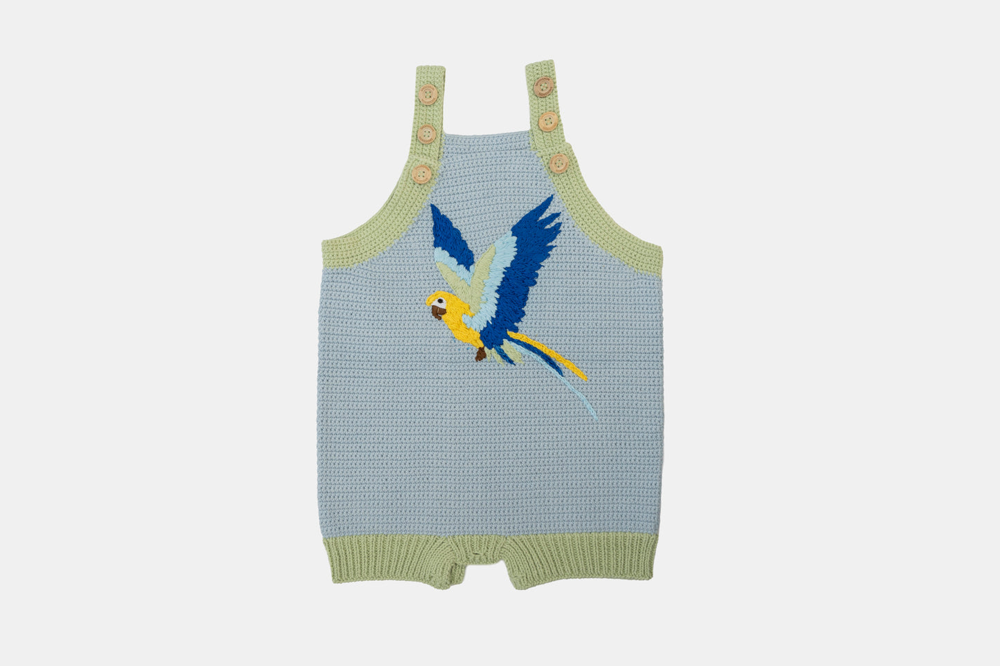 Macaw Organic Cotton Romper (Adjustable Fit) in Blue Sky