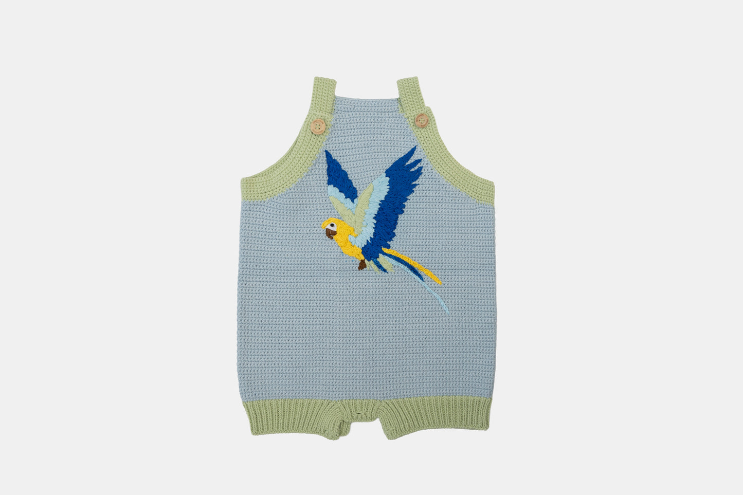 Macaw Organic Cotton Romper (Adjustable Fit) in Blue Sky