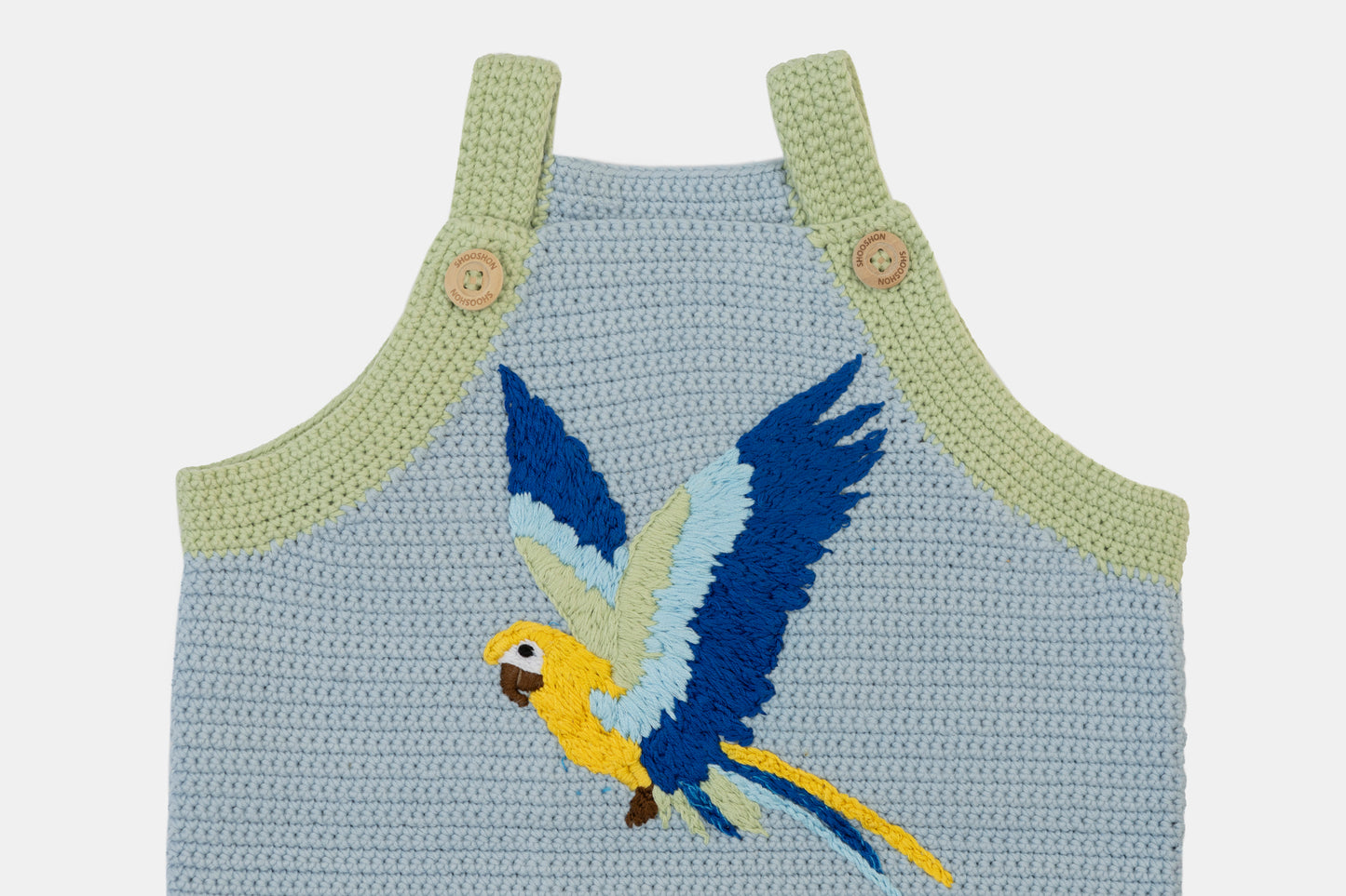 Macaw Organic Cotton Romper (Adjustable Fit) in Blue Sky
