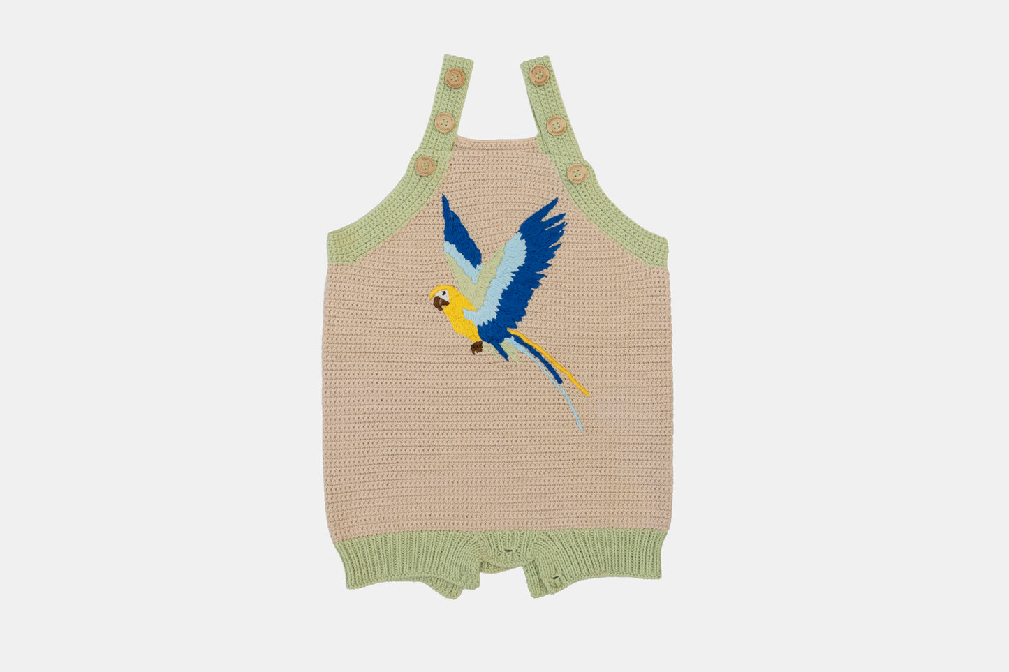 Macaw Organic Cotton Romper (Adjustable Fit) in Sand Beige