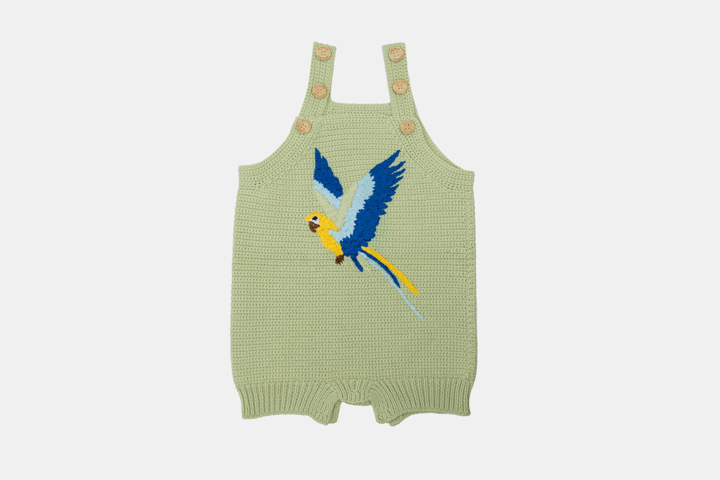 Macaw Organic Cotton Romper (Adjustable Fit) in Pistachio