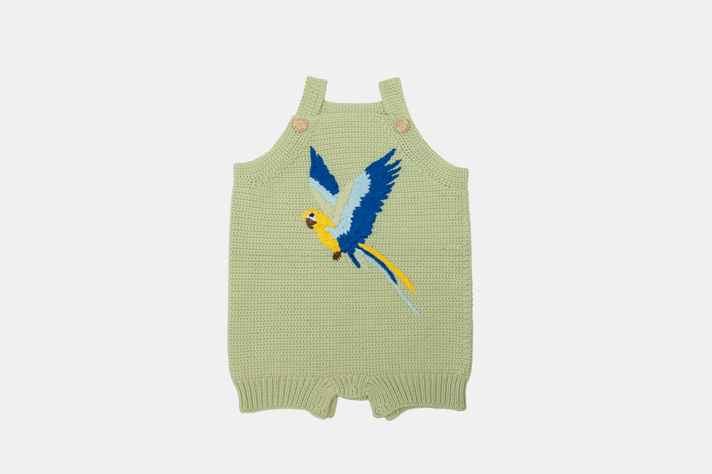 Macaw Organic Cotton Romper (Adjustable Fit) in Pistachio
