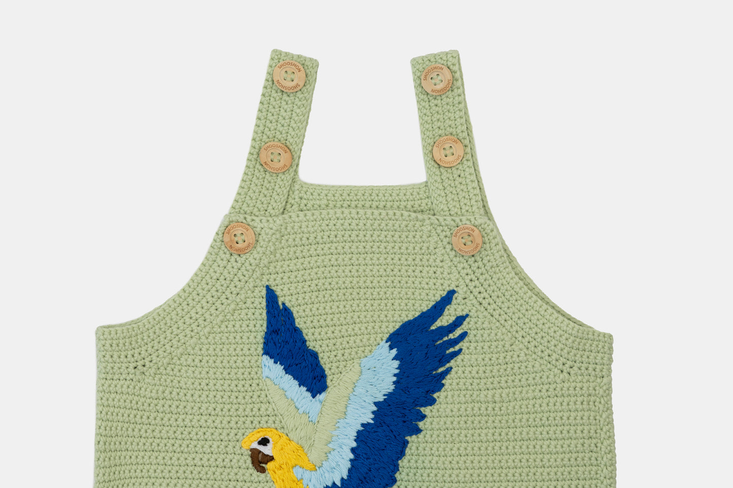 Macaw Organic Cotton Romper (Adjustable Fit) in Pistachio