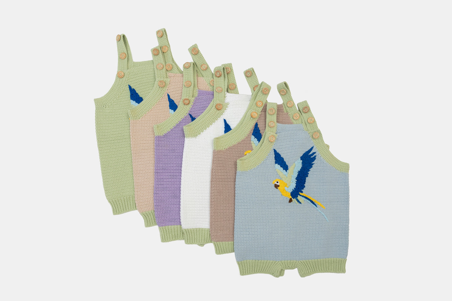 Macaw Organic Cotton Romper (Adjustable Fit) in Pistachio