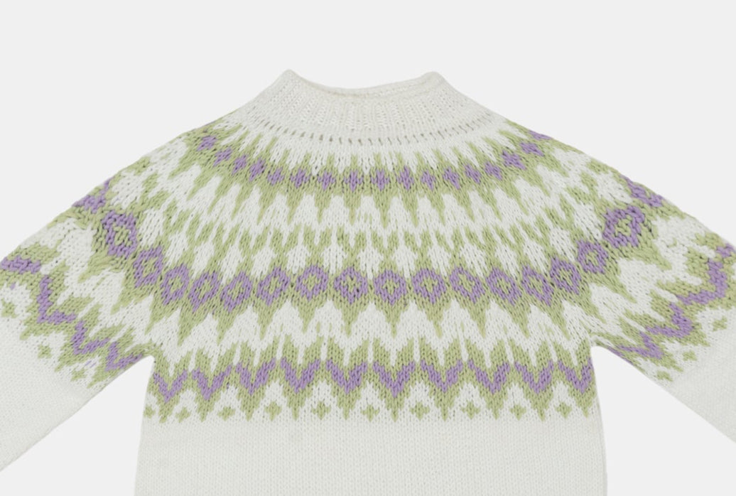 Fair Isle Organic Cotton Jumper in Snow White