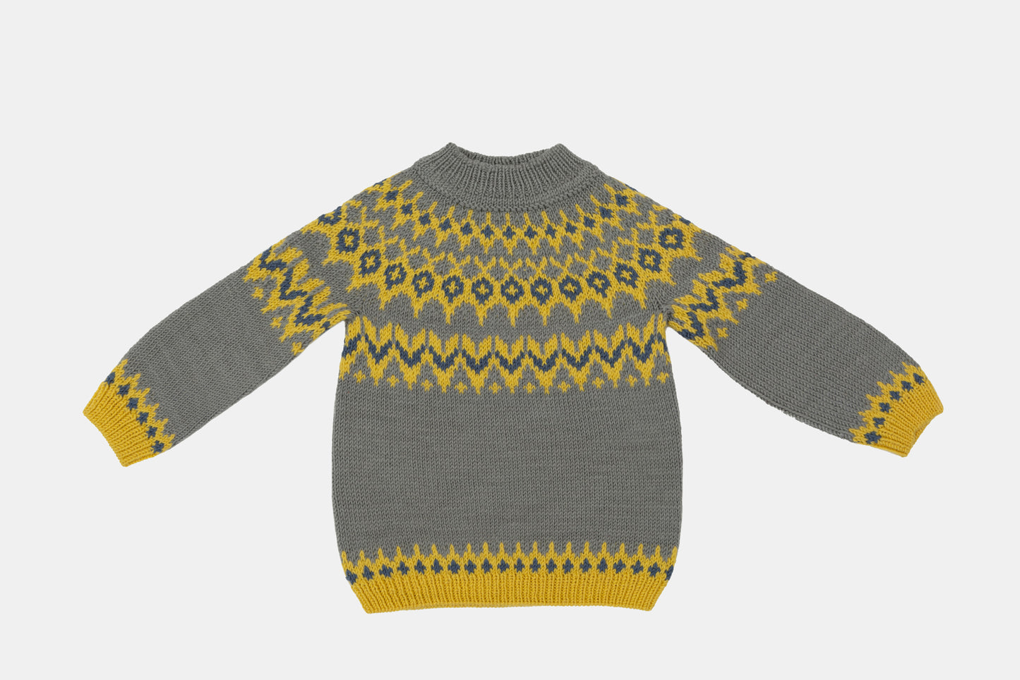 Fair Isle Merino Jumper in Dove Grey