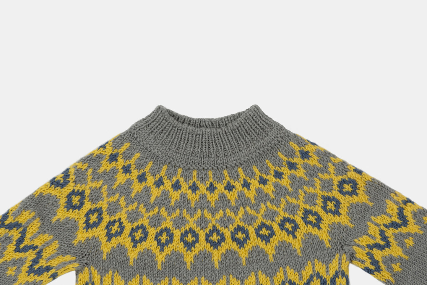 Fair Isle Merino Jumper in Dove Grey