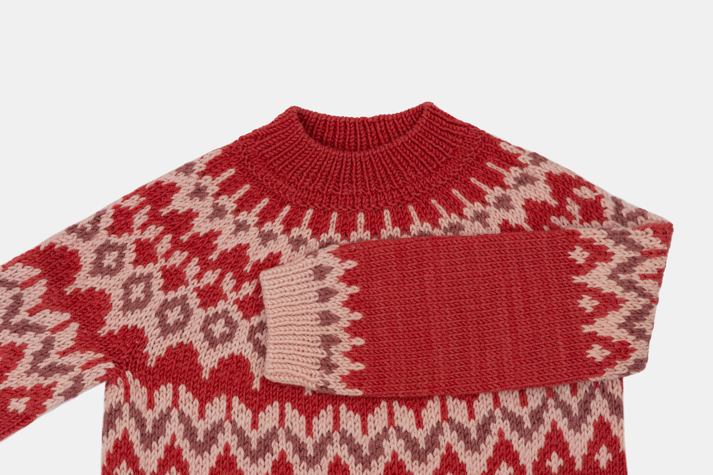 Fair Isle Merino Jumper in Cranberry Red