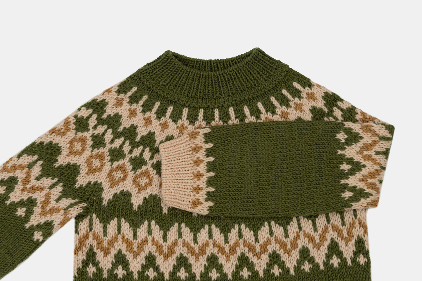 Fair Isle Merino Jumper in Forest Green