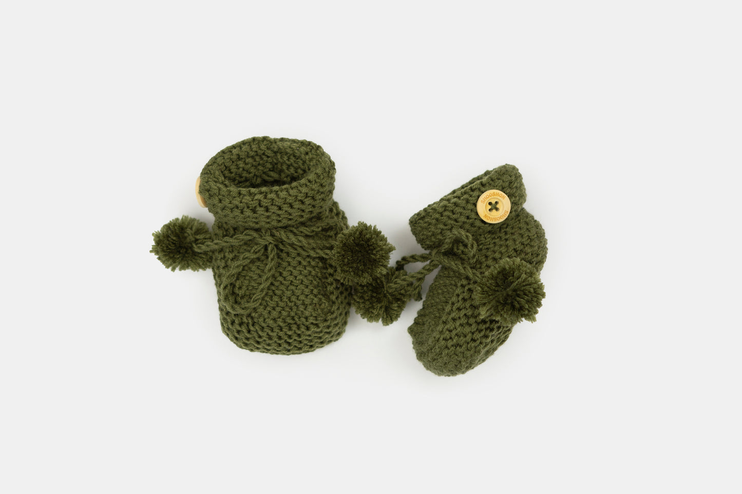 Baby Merino Booties in Forest Green