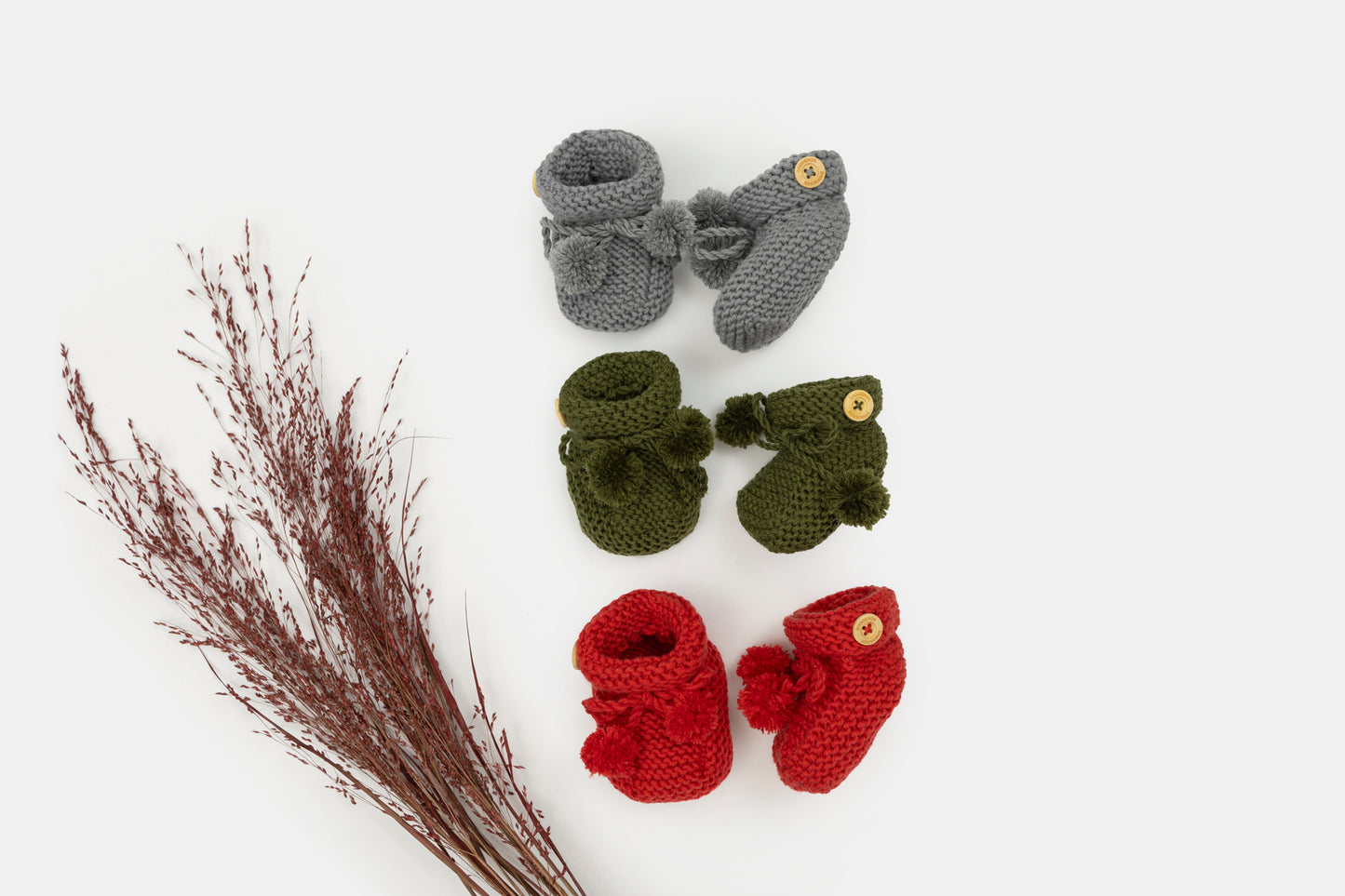 Baby Merino Booties in Cranberry Red