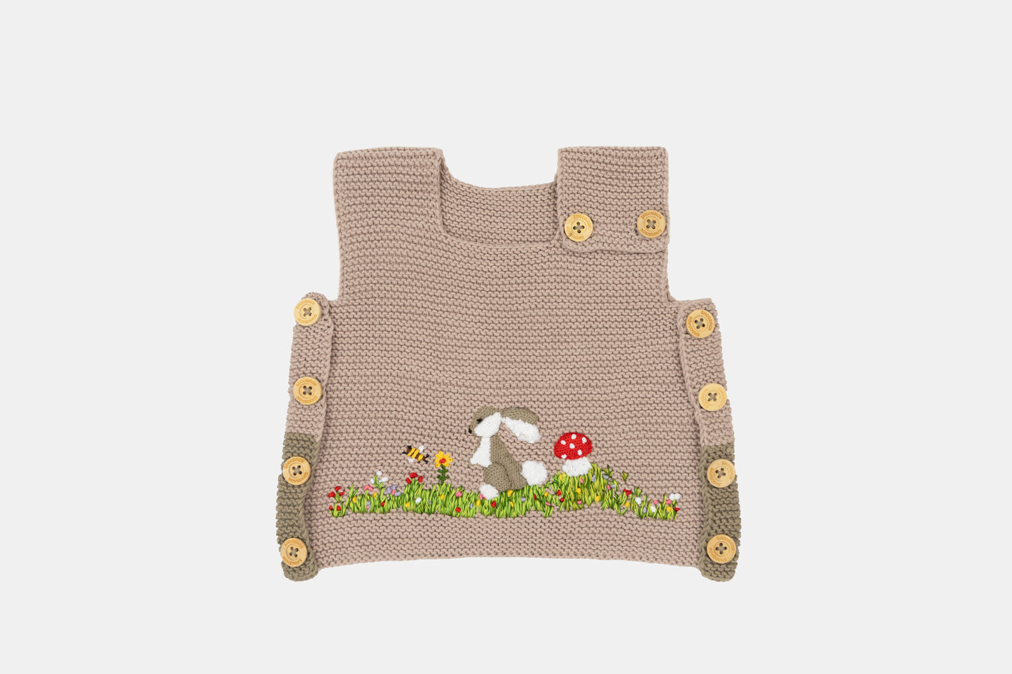 Meadow Bunny Organic Cotton Vest (Adjustable Fit) in Taupe & Moss Green