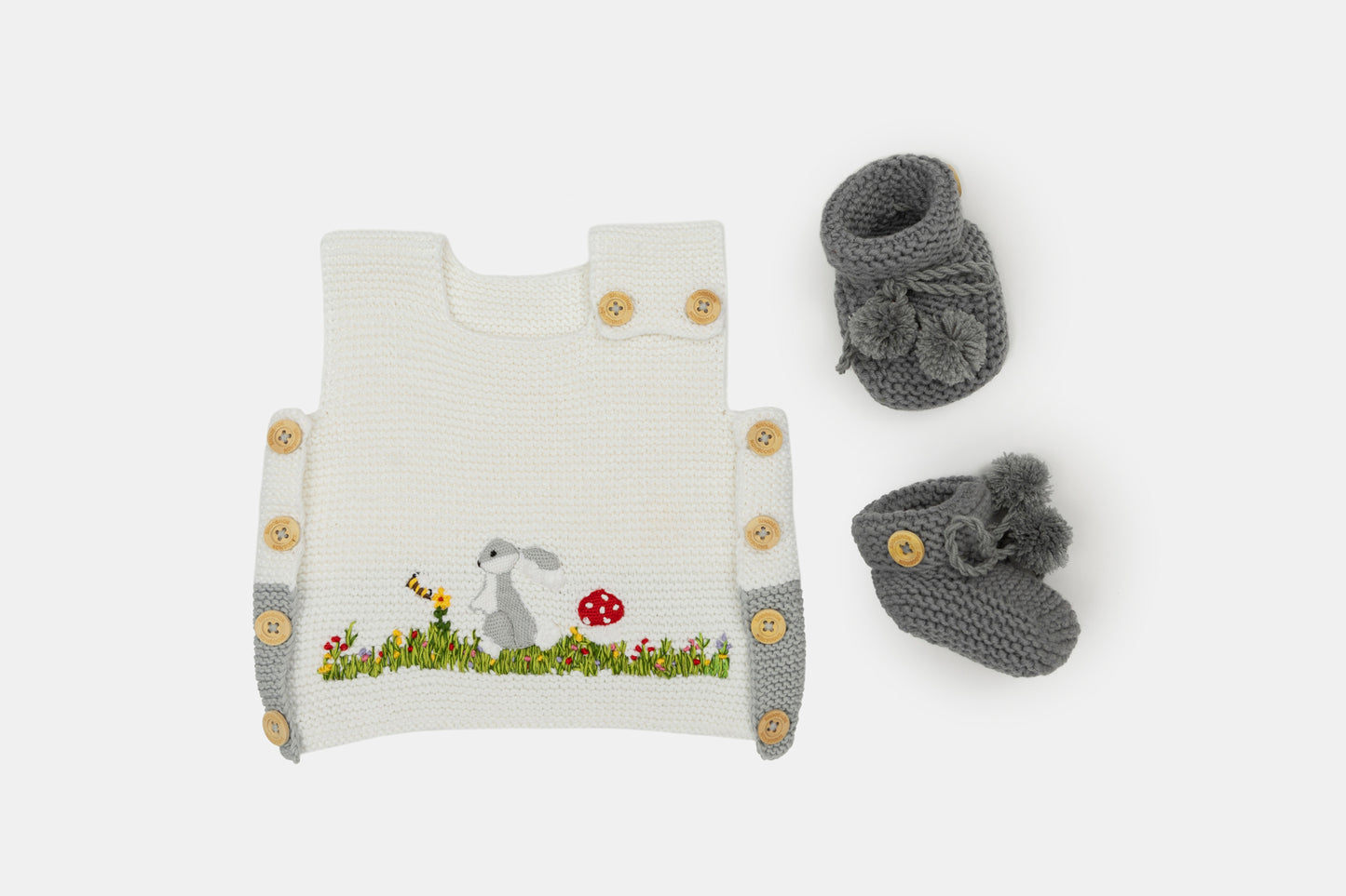 Baby Merino Booties in Dove Grey