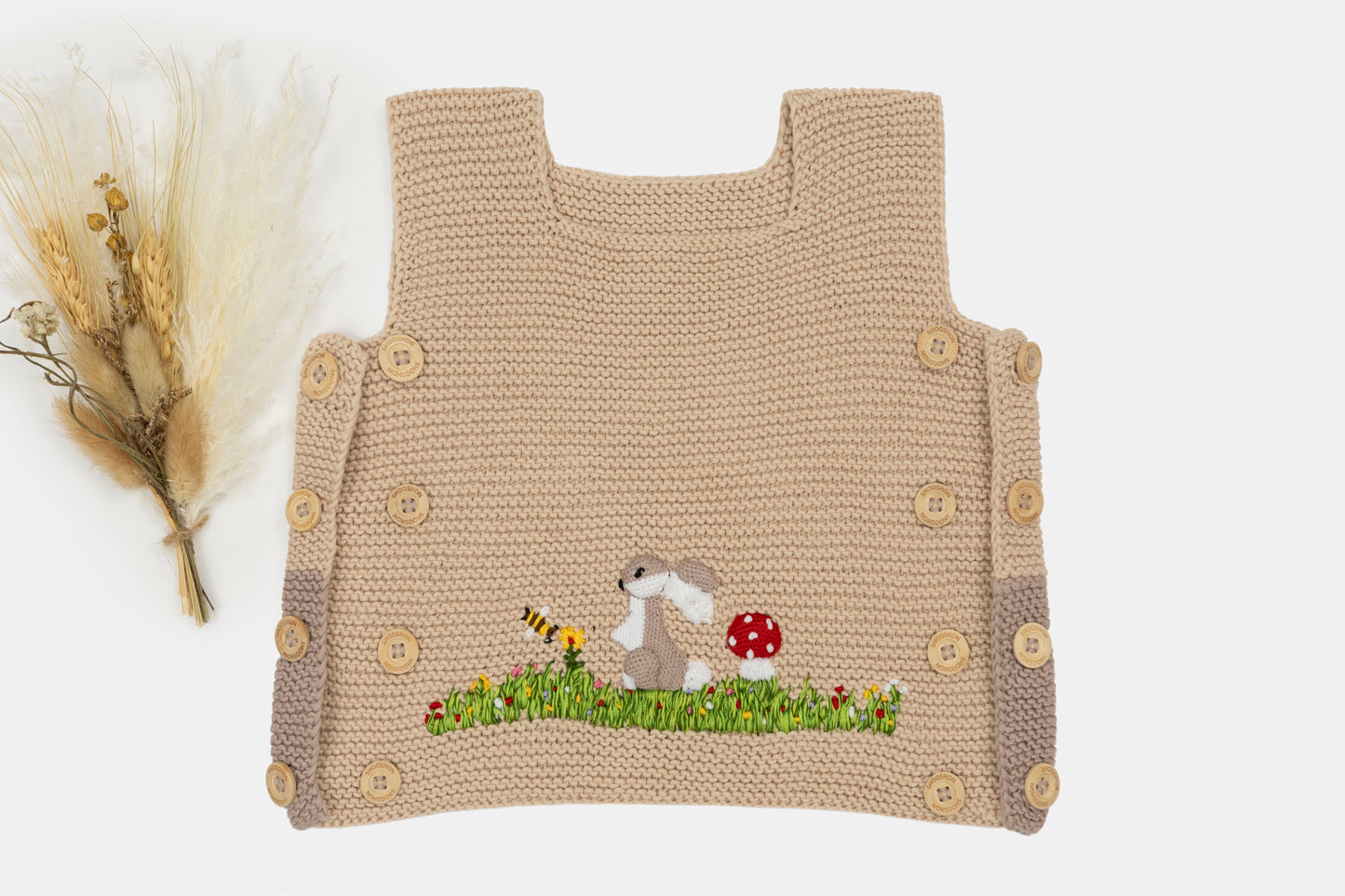 Meadow Bunny Organic Cotton Vest (Adjustable Fit) in Sand Beige & Taupe