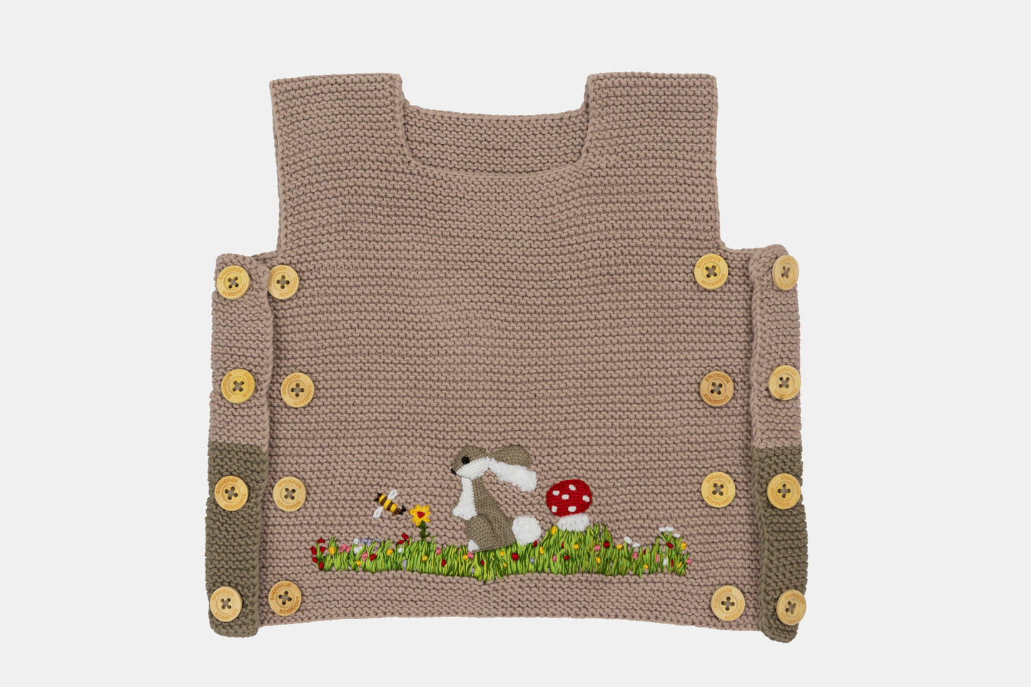 Meadow Bunny Organic Cotton Vest (Adjustable Fit) in Taupe & Moss Green