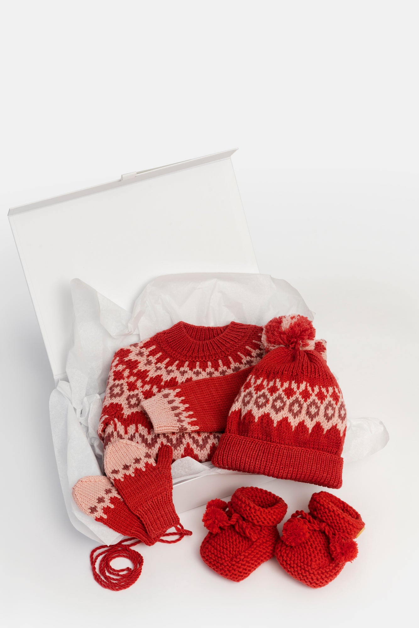 Fair Isle Fuzzies Large Gift Set in Cranberry Red