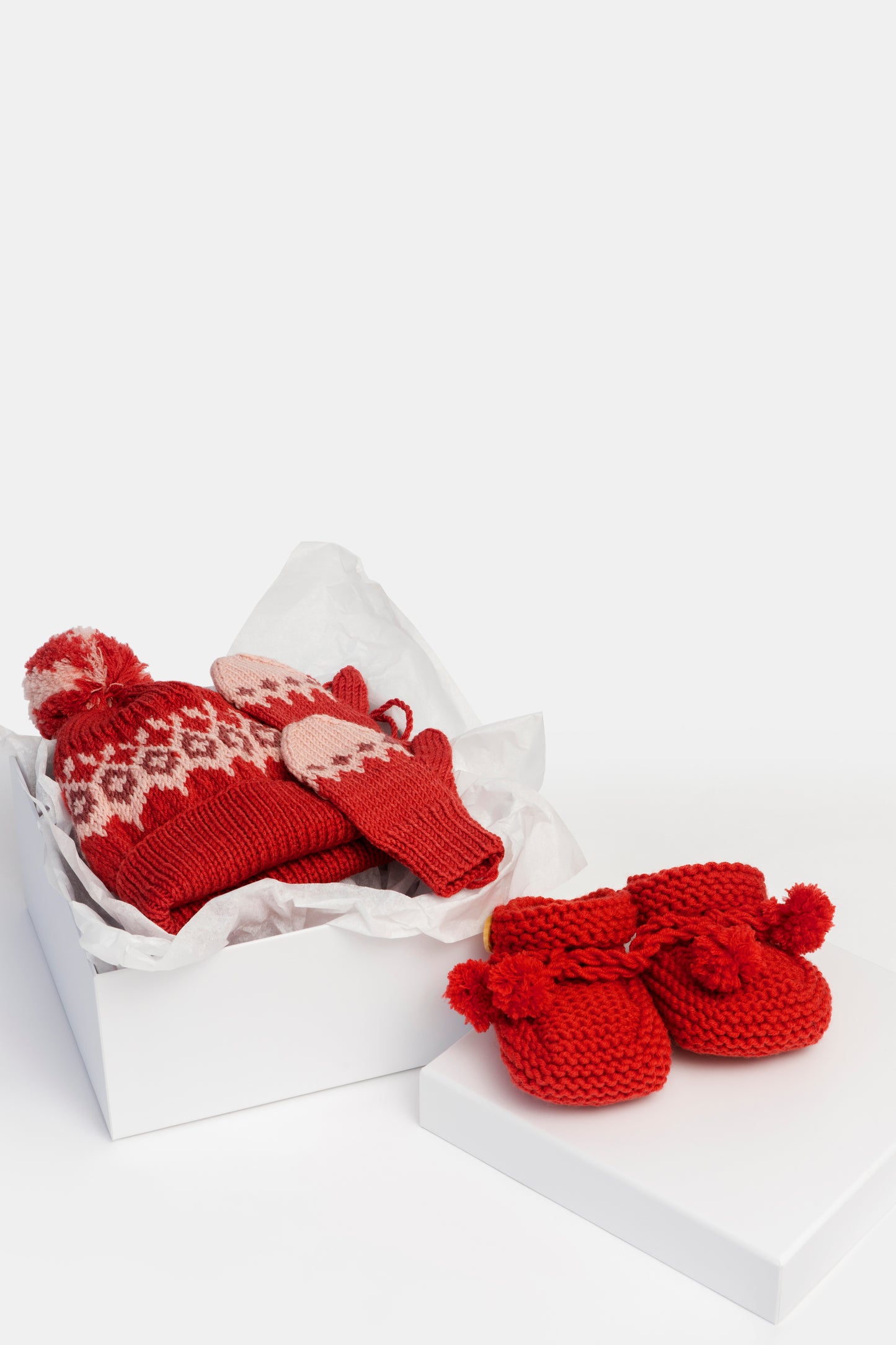 Fair Isle Fuzzies Gift Set in Cranberry Red