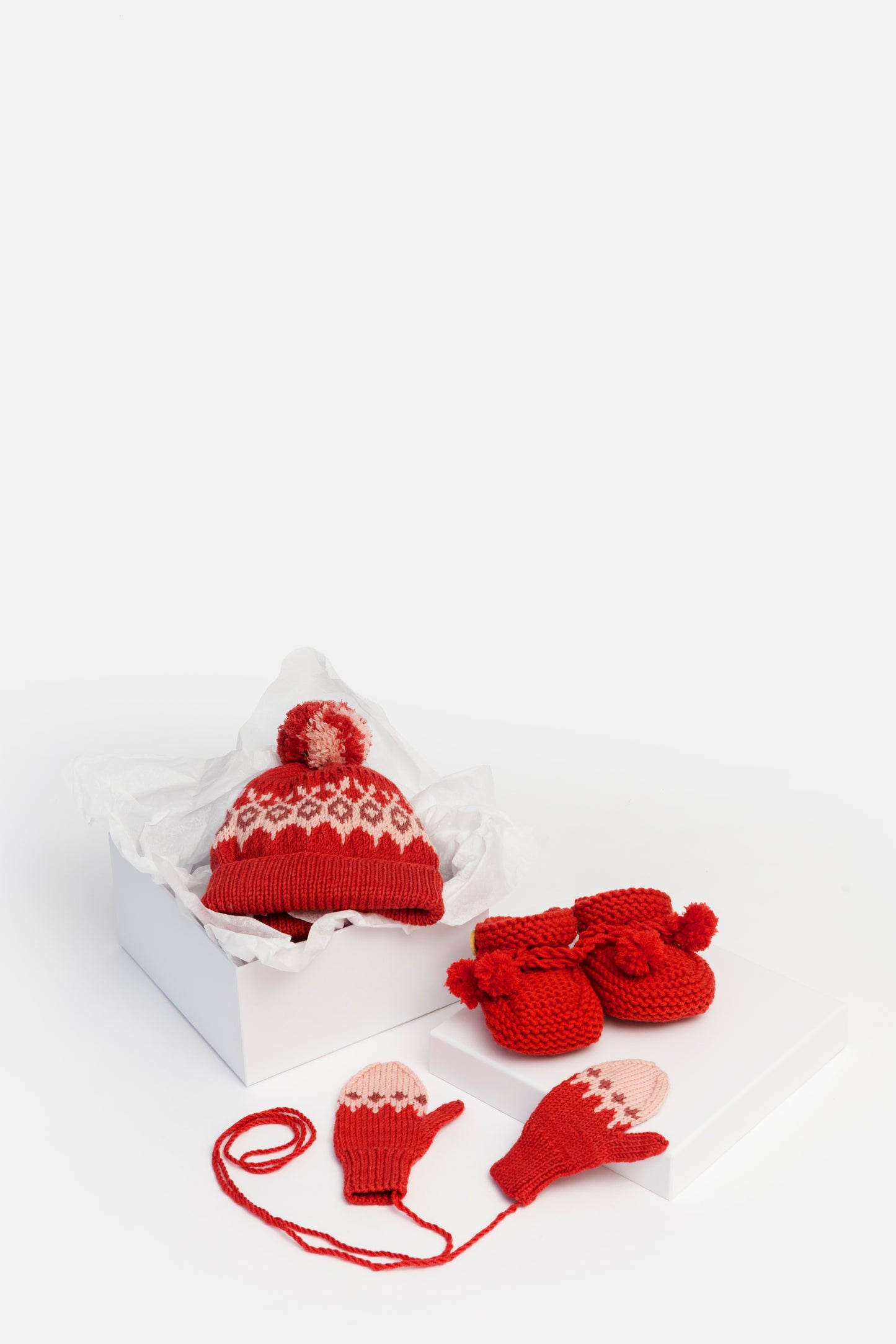Fair Isle Fuzzies Gift Set in Cranberry Red