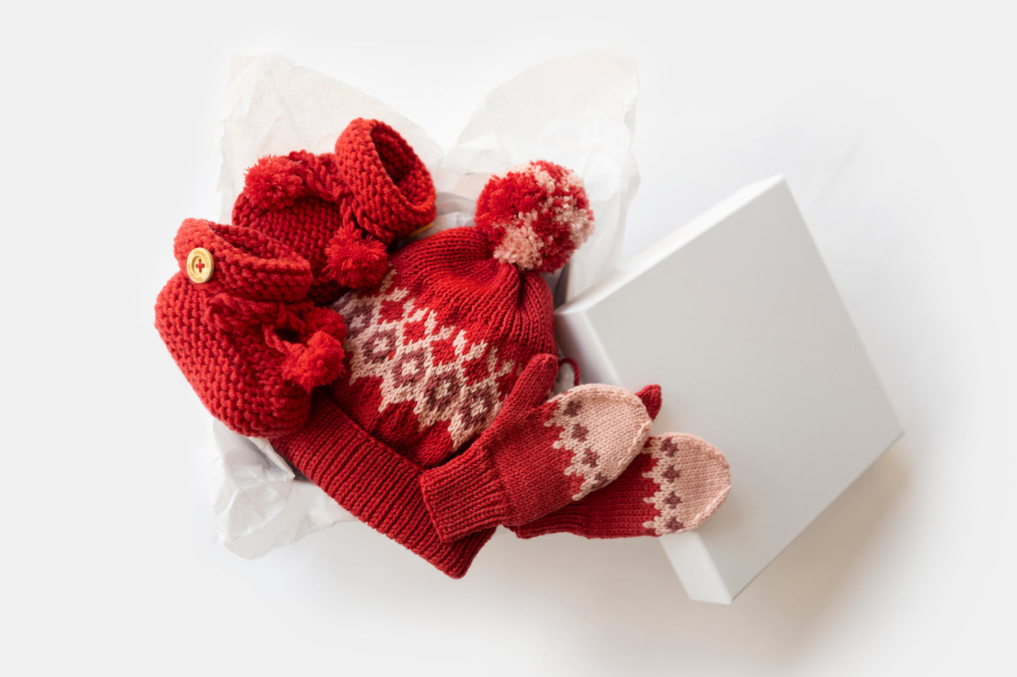 Fair Isle Fuzzies Gift Set in Cranberry Red