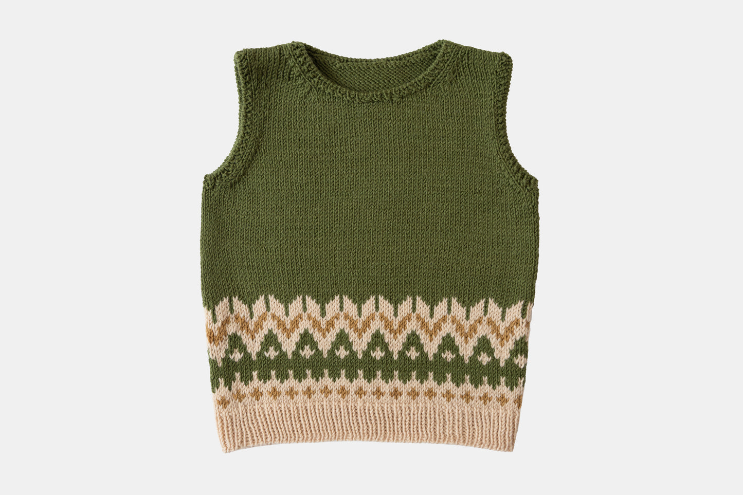 Fair Isle Merino Vest in Forest Green