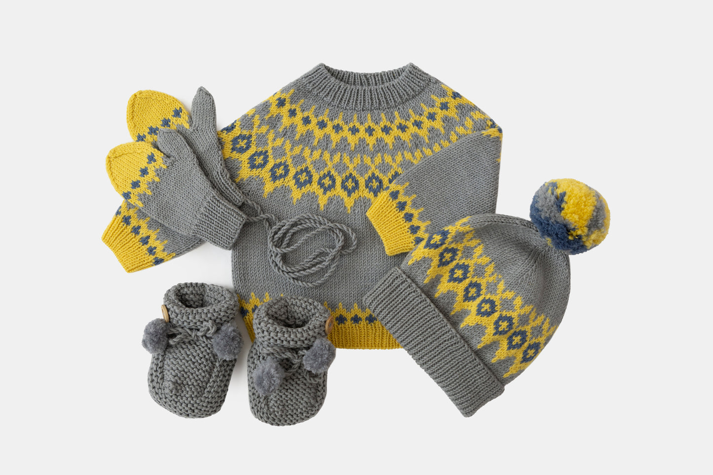 Fair Isle Fuzzies Large Gift Set in Dove Grey