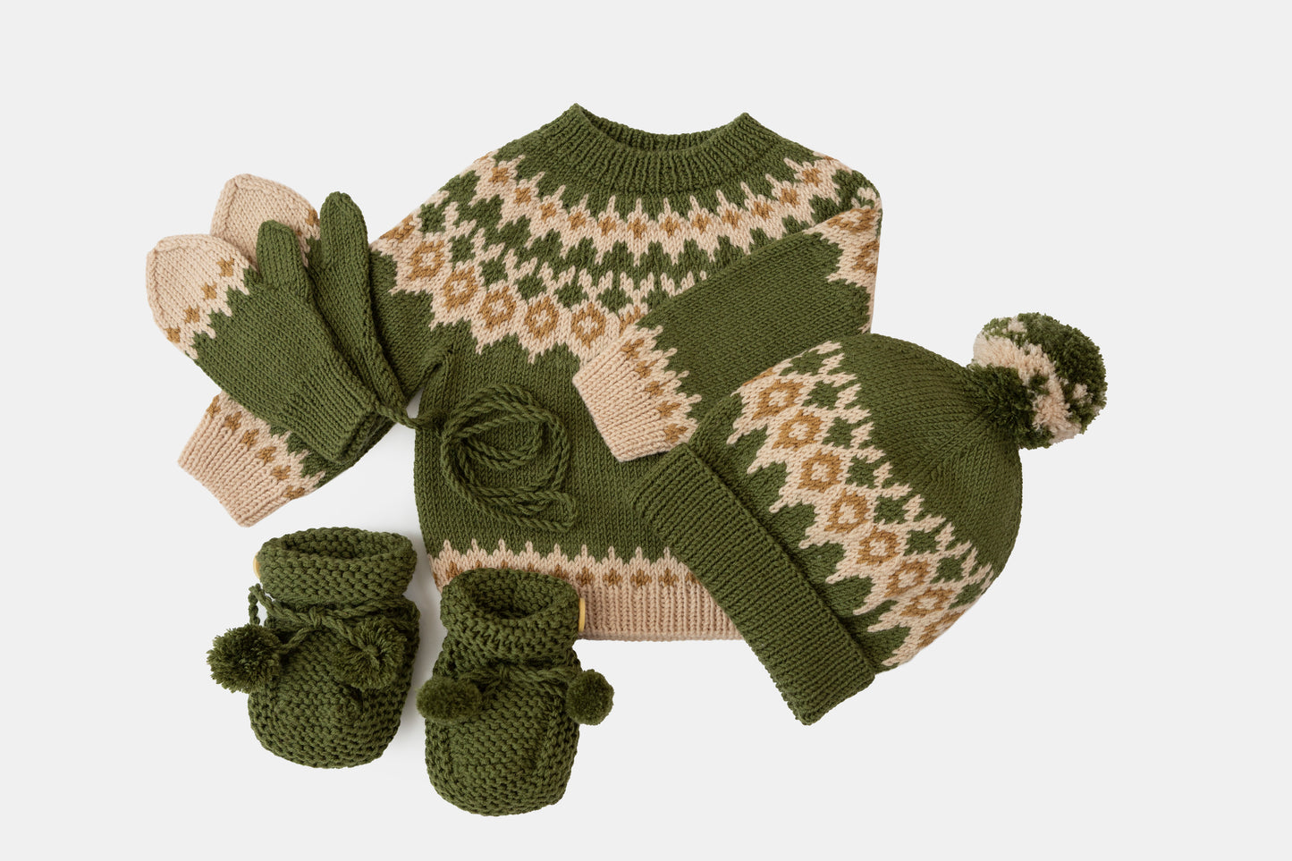 Fair Isle Fuzzies Large Gift Set in Forest Green