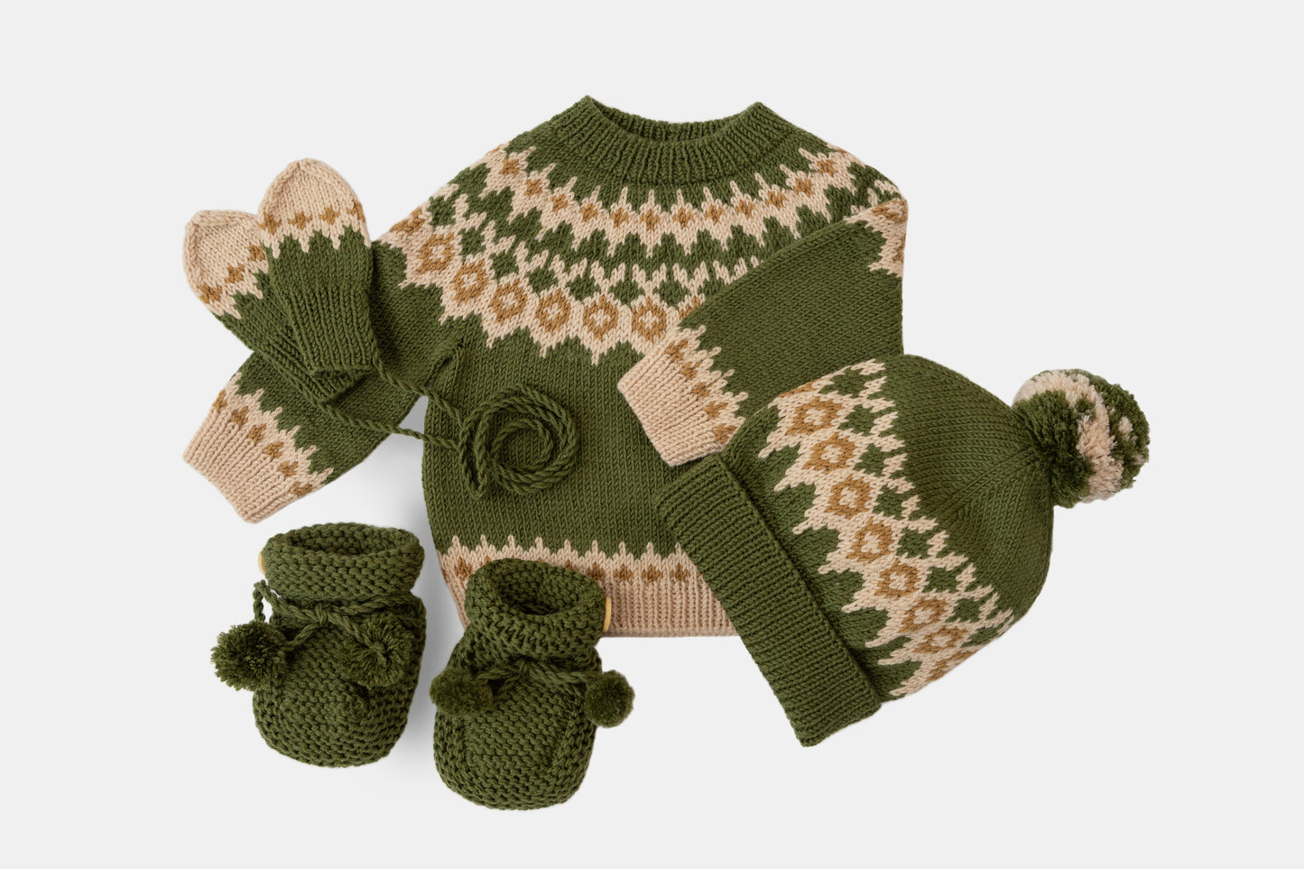 Fair Isle Fuzzies Large Gift Set in Forest Green