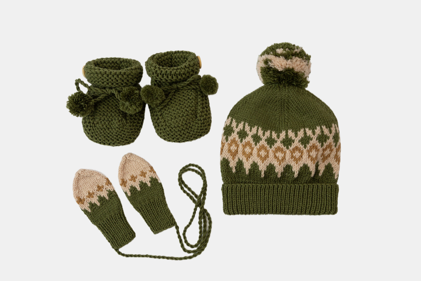 Fair Isle Fuzzies Gift Set in Forest Green