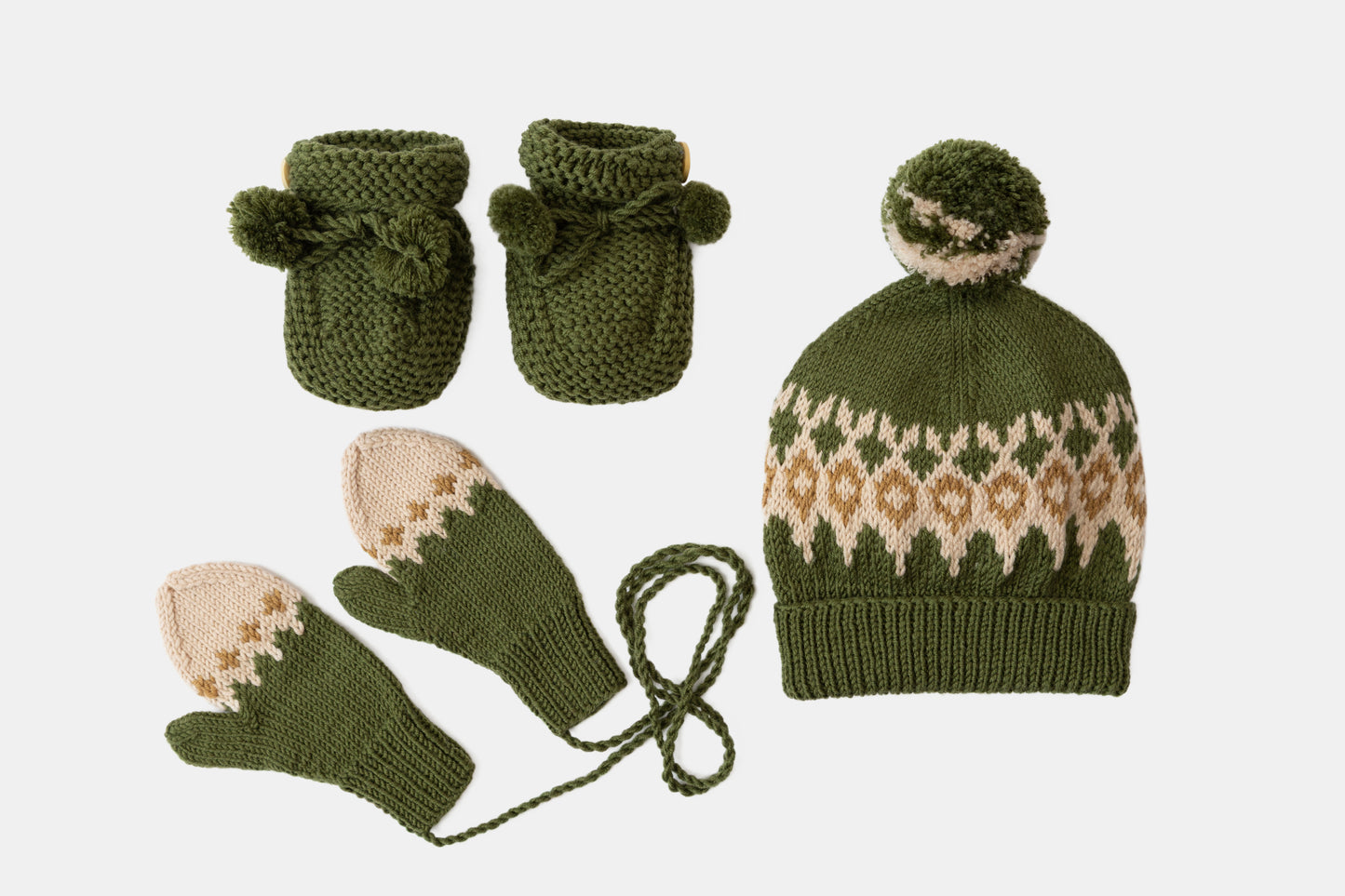 Fair Isle Fuzzies Gift Set in Forest Green