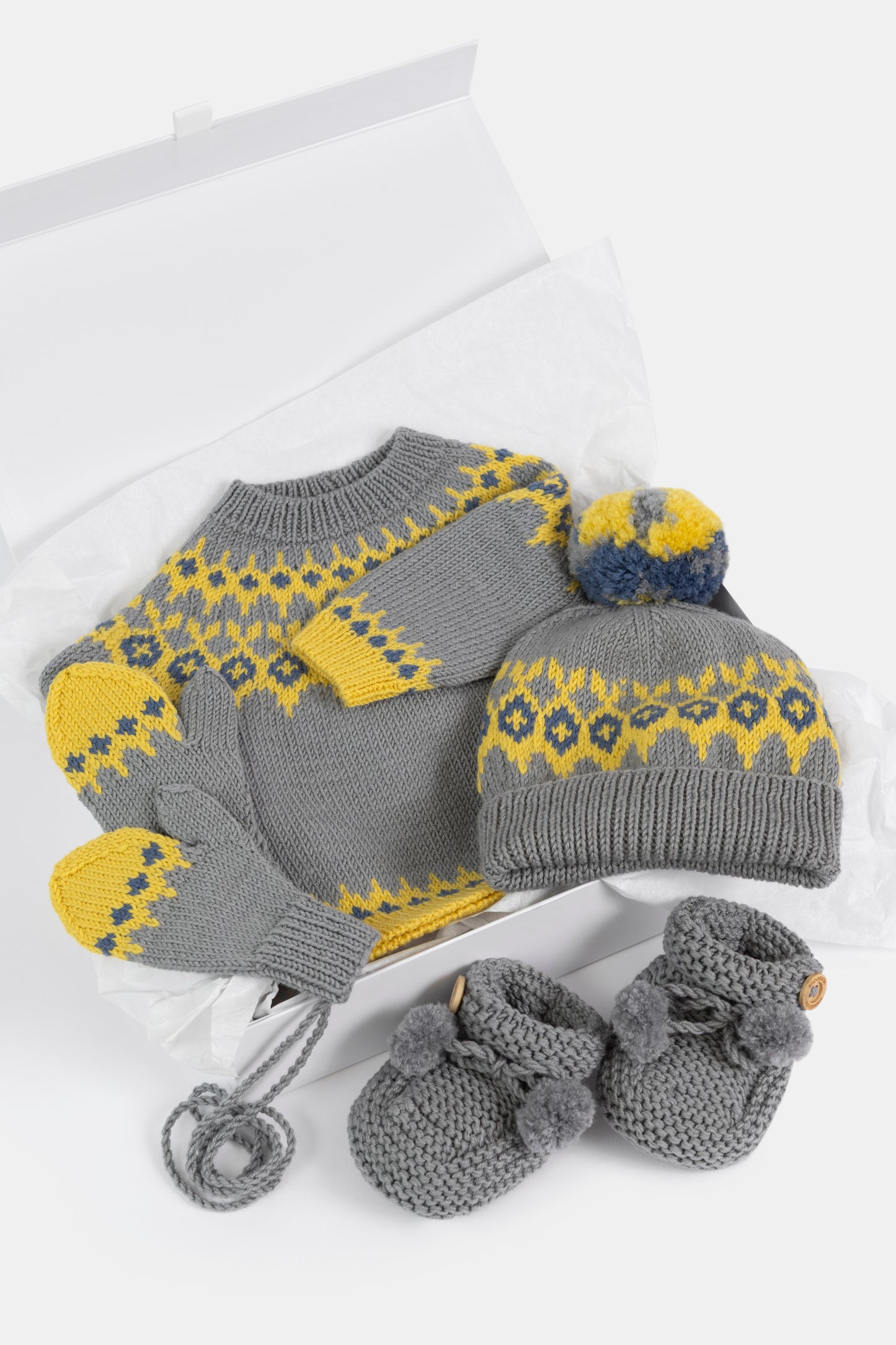 Fair Isle Fuzzies Large Gift Set in Dove Grey