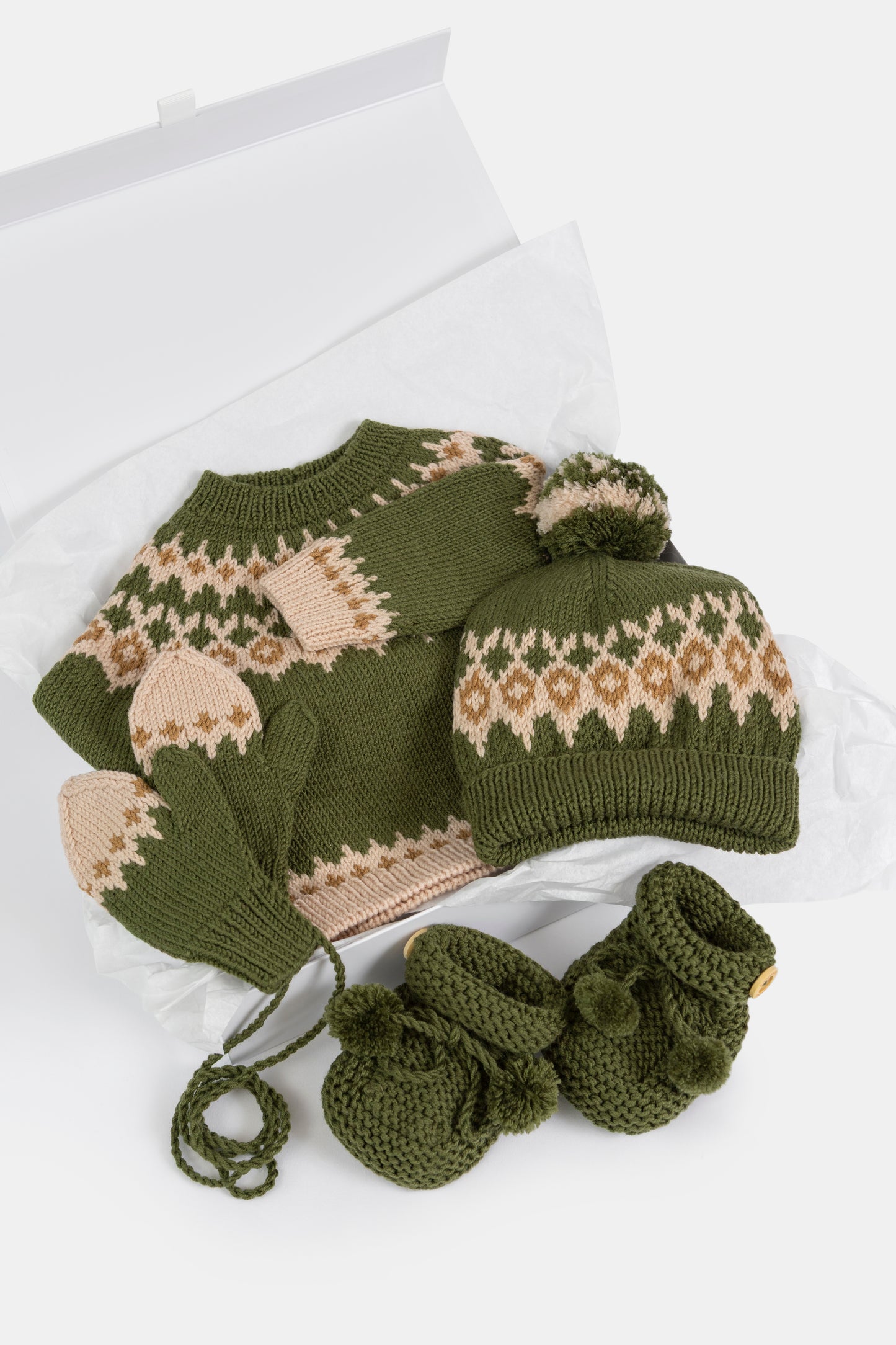 Fair Isle Fuzzies Large Gift Set in Forest Green