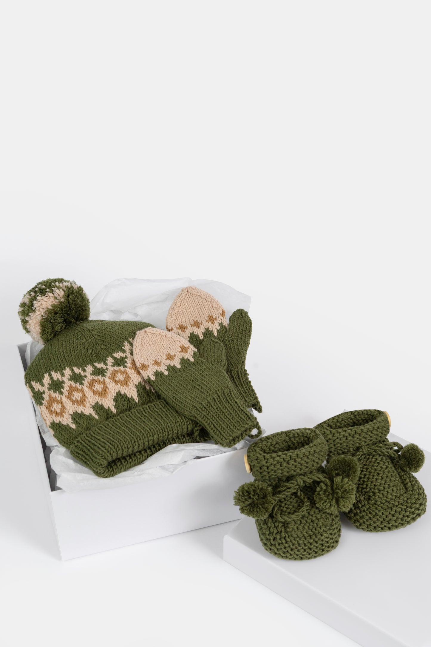 Fair Isle Fuzzies Gift Set in Forest Green