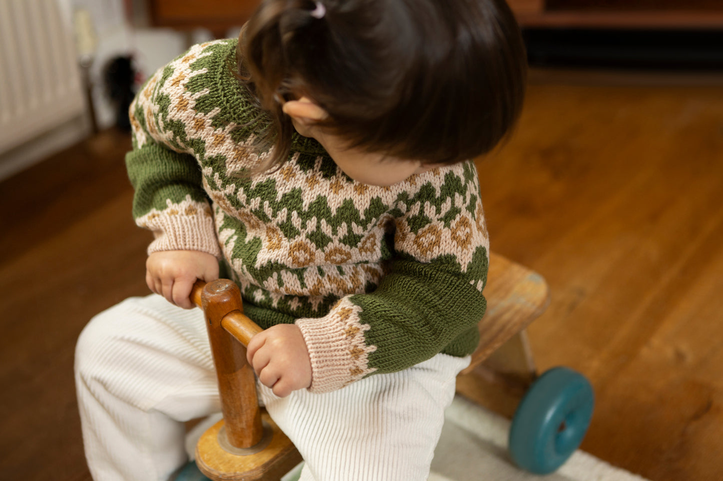Fair Isle Merino Jumper in Forest Green