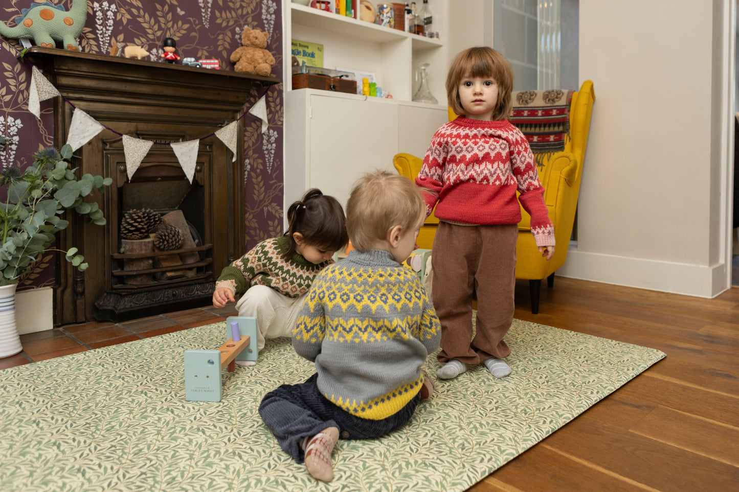 Fair Isle Merino Jumper in Cranberry Red