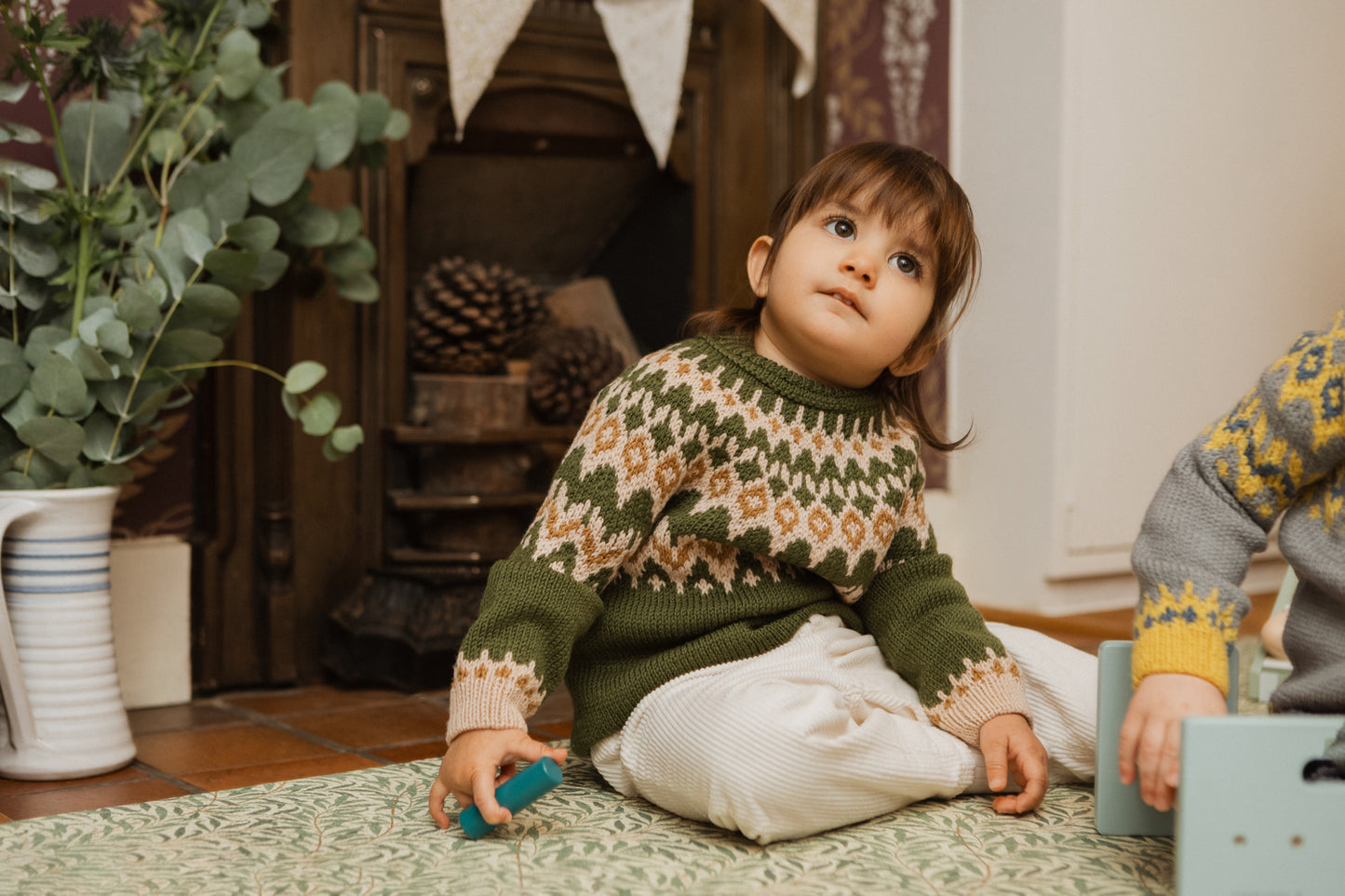 Fair Isle Merino Jumper in Forest Green
