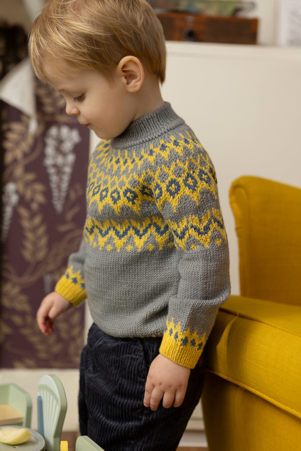 Fair Isle Merino Jumper in Dove Grey