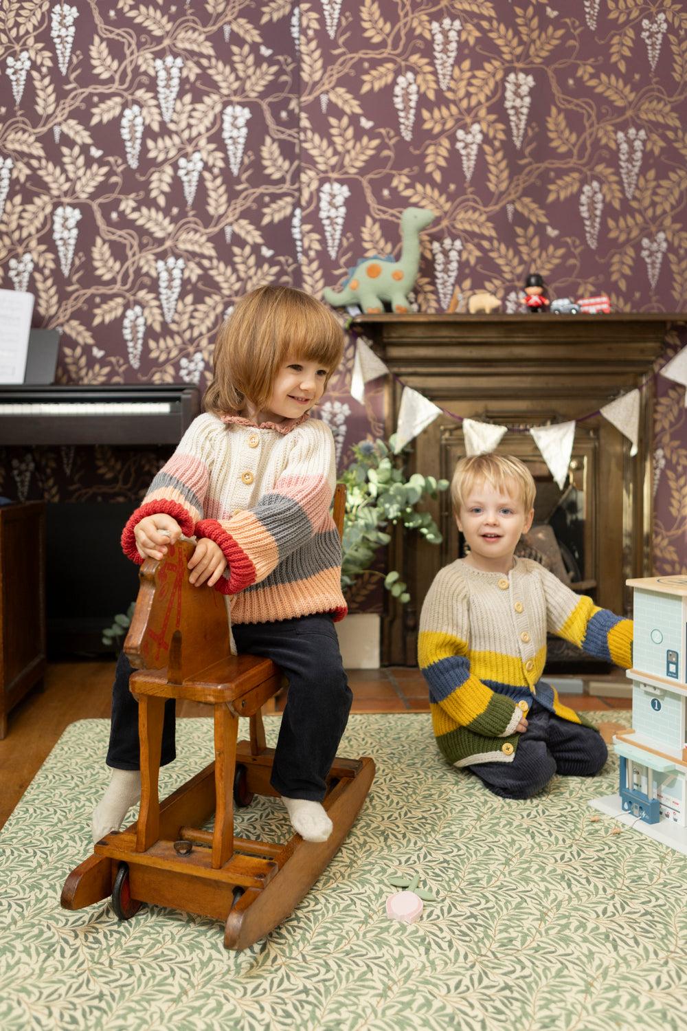 Evergrow Striped Merino Cardigan in Golden Meadow
