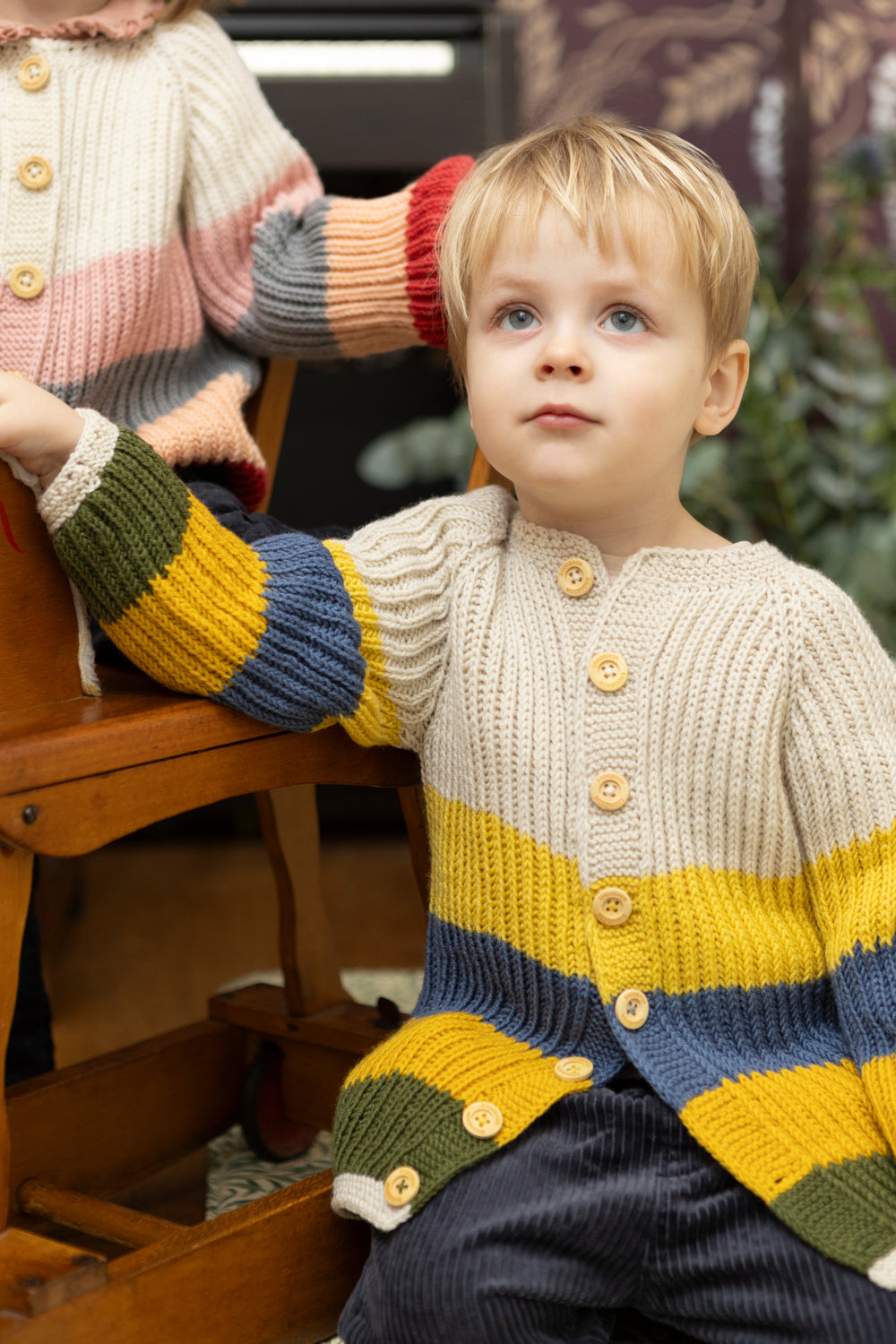 Evergrow Striped Merino Cardigan in Golden Meadow