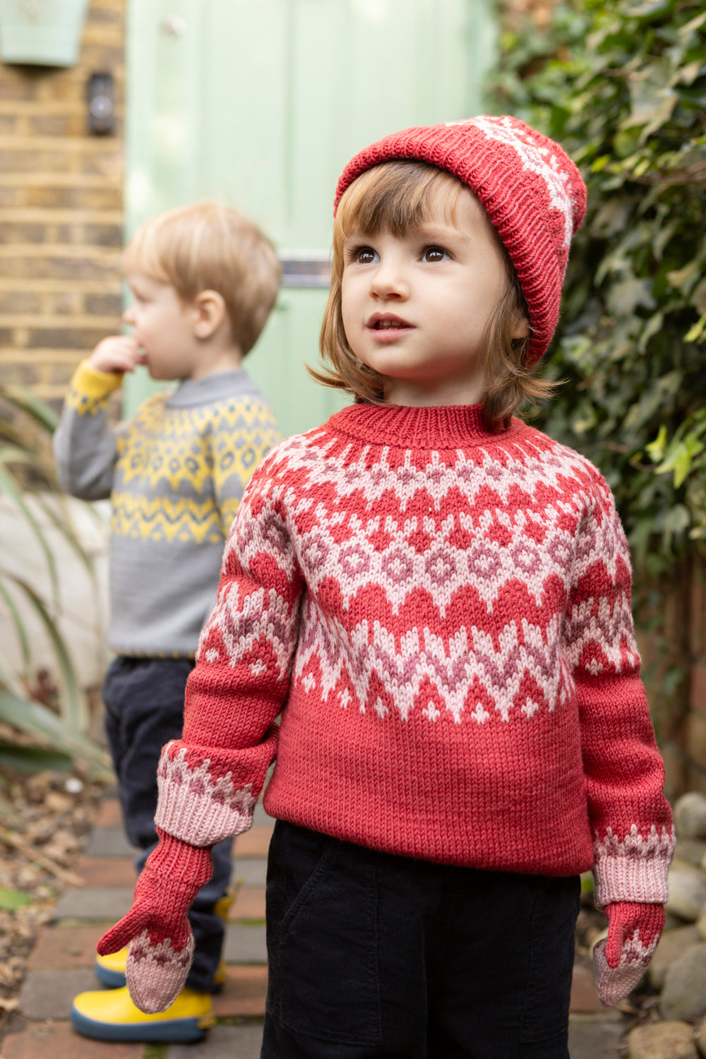 Fair Isle Merino Jumper in Cranberry Red